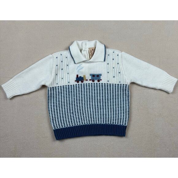 VINTAGE Disney Winnie the Pooh knit train sweater size 14-19lb (approx 6-9m) - Picture 1 of 6